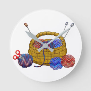 Basket i Nål Crochet Craft Rund Klocka