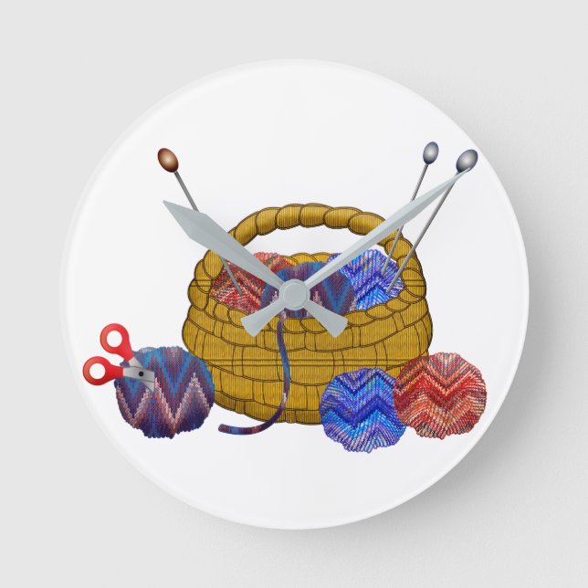 Basket i Nål Crochet Craft Rund Klocka (Framsida)