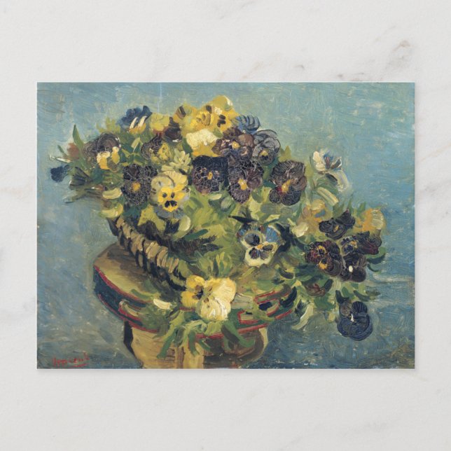 Basket i Pansies, Vincent Van Gogh Vykort (Framsida)