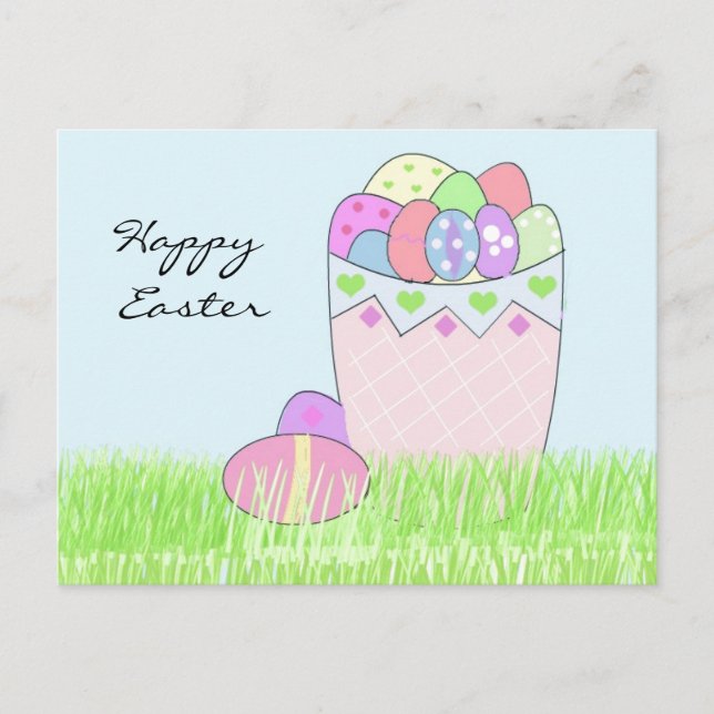 BASKET i PÅSKÄGGEN Helg Vykort (Framsida)