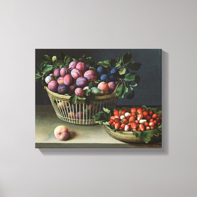 Basket i Plums och Basket i Jordgubbar, 1632 Canvastryck (Framsida)