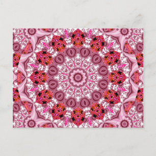 Basket i Snöre, Abstrakt Red, Rosa, White Mandala Vykort