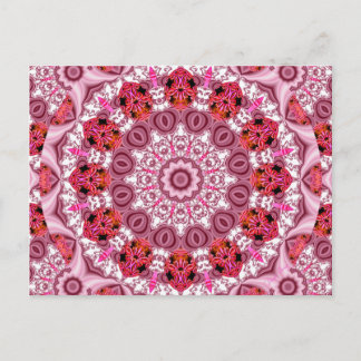 Basket i Snöre, Abstrakt Red, Rosa, White Mandala Vykort