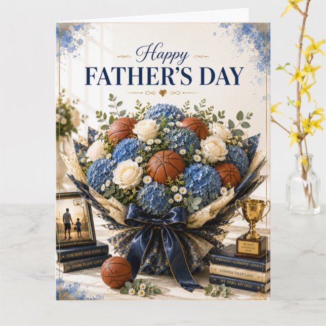 Basket med blommor till fars dag  kort (Gul blomma)