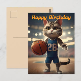 "Basket med en sida av kattkatt" Födelsedag Vykort