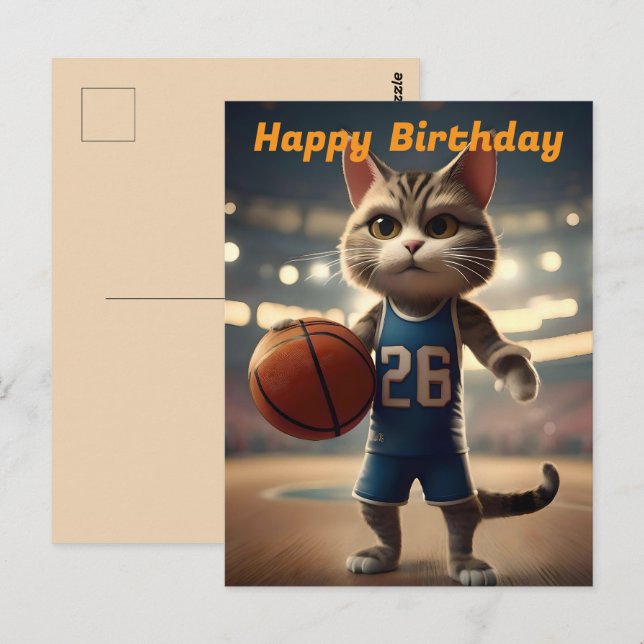"Basket med en sida av kattkatt" Födelsedag Vykort (Fram/baksida)