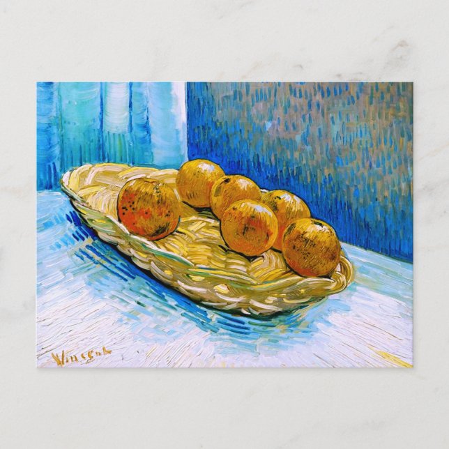 Basket med sex Orangar Van Gogh Fine Art Vykort (Framsida)