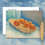 Basket med sex Orangar Vincent van Gogh Vykort<br><div class="desc">Ett vykort för konst i bra med texten "Basket med sex Orangar" (1888),  ett verk av den nederländske konstnären Vincent van Gogh (1853-1890). Detta liv skildrar fortfarande ett torkat basket som flödar över med frukt,  placerat på ett bord.</div>