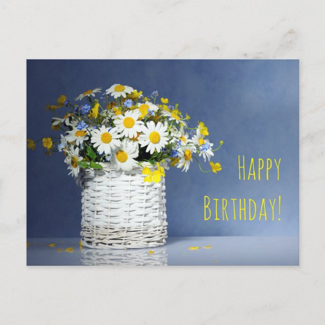 Basket med vår blommor vykort (Framsida)