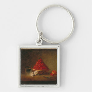 Basket med vildjordgubbar, c.1761 fyrkantig silverfärgad nyckelring