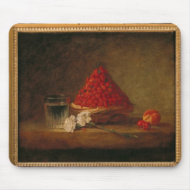 Basket med vildjordgubbar, c.1761 musmatta (Framsidan)