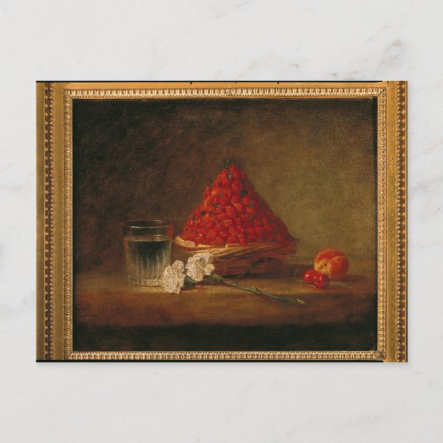 Basket med vildjordgubbar, c.1761 vykort (Framsida)