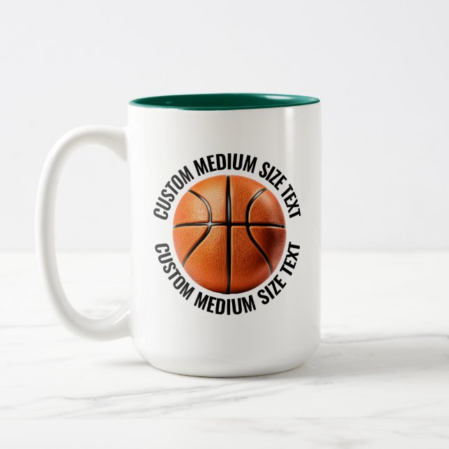 Basket & Medium Text JAKTGRÖN 425g Anpassad Två-Tonad Mugg (Vänster)