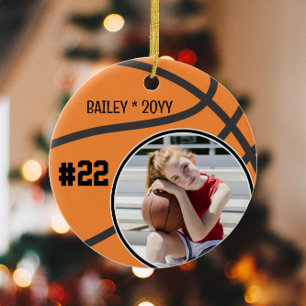 Basket Namn Matchtröja Nummer Foto Minne Julgransprydnad Keramik
