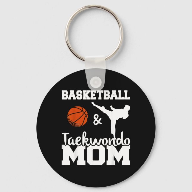 Basket- och Taekwondo-mamma Basketspelare Nyckelring (Framsida)