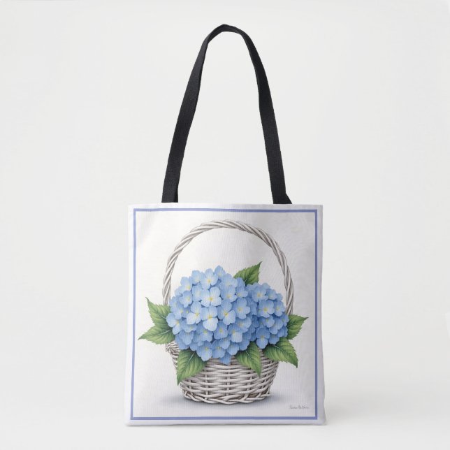 Basket of Blue Hydrangeas Tygkasse (Framsida)