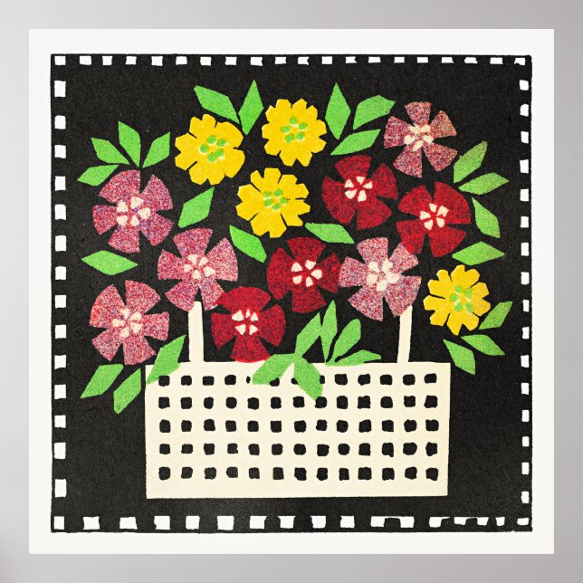 Basket of Flowers, red and yellow, Poster (Framsidan)