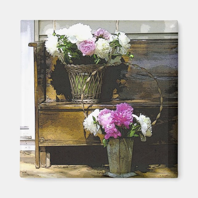 Basket Peonies Magnet (Framsidan)