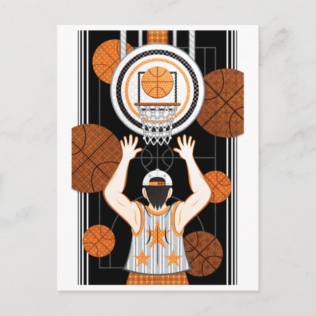 Basket pojke (omgjord) vykort (Framsida)