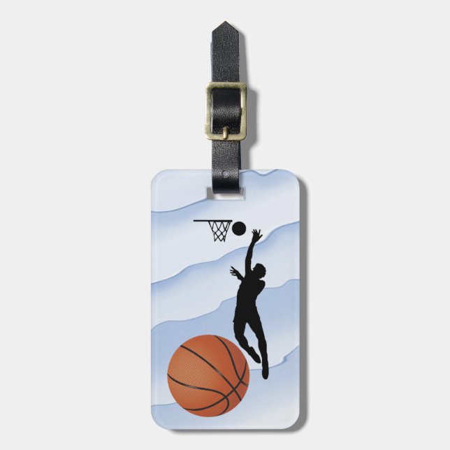 Basket - Siluett av spelare plus boll Bagagebricka (Vertikal Framsida)