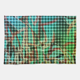 Basket stil av brunt och grönt av liknande torrhal kökshandduk