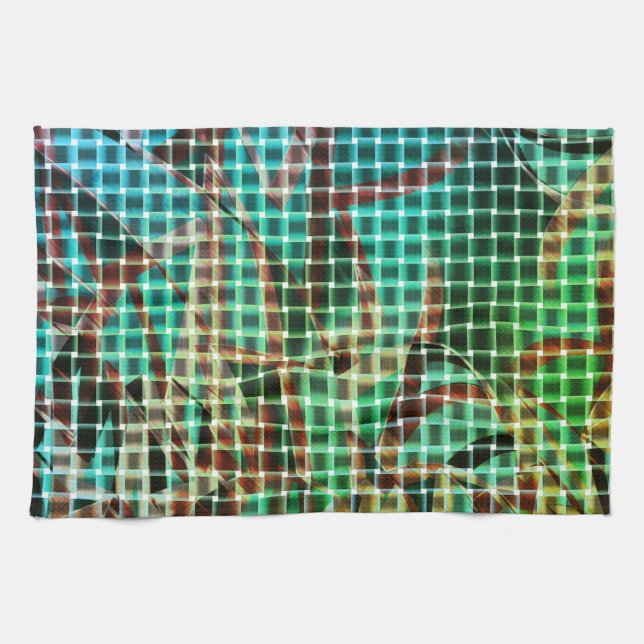 Basket stil av brunt och grönt av liknande torrhal kökshandduk (Horisontell)