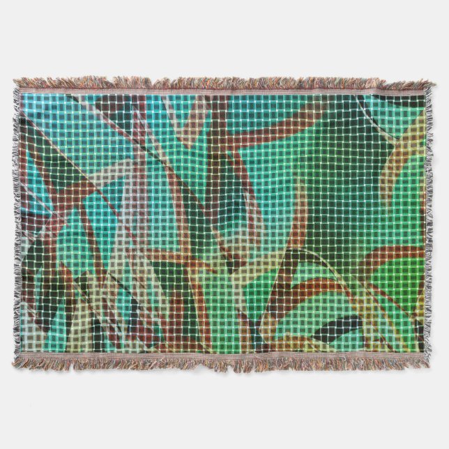 Basket stil av grönt bruna likheter av torrhalm filt (Framsidan)