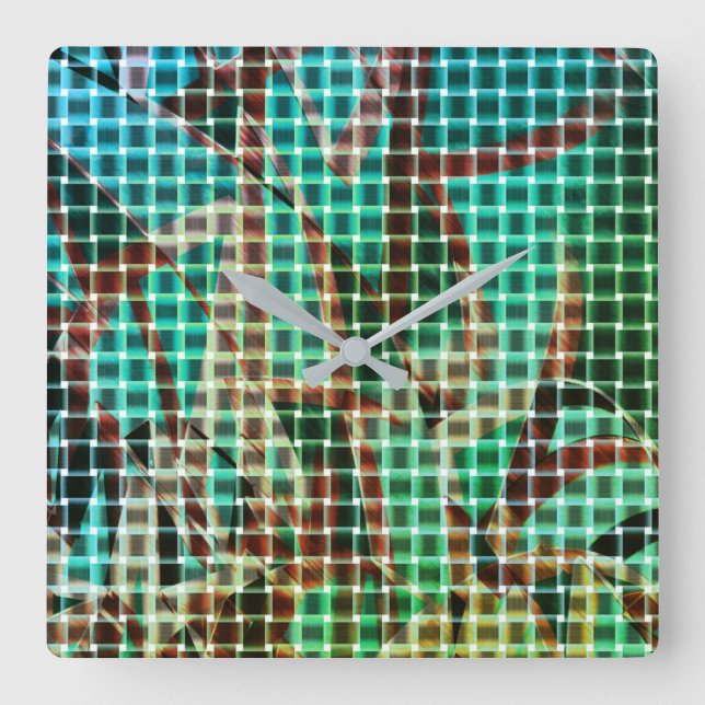 Basket stil av grönt bruna likheter av torrhalm fyrkantig klocka (Framsida)