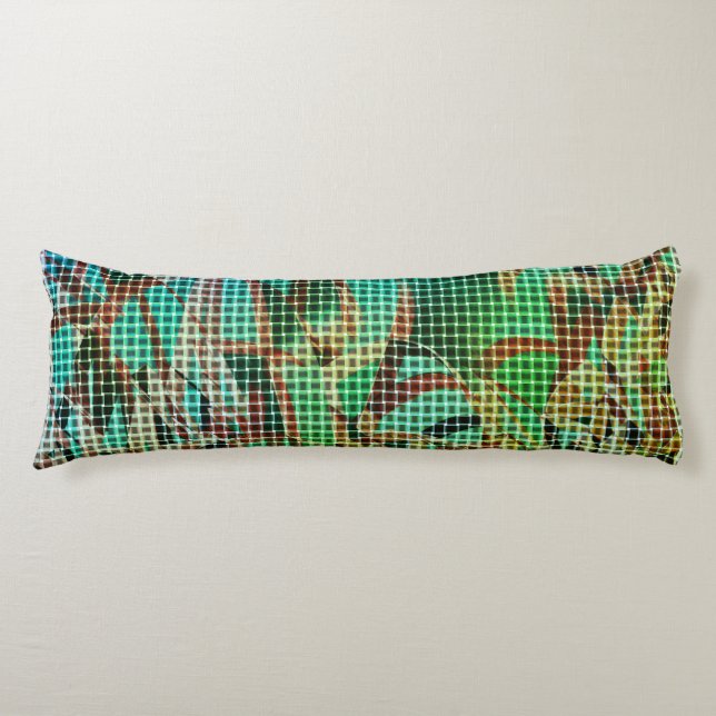 Basket stil av grönt bruna likheter av torrhalm kroppskudde (Framsidan)