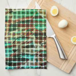 Basket stil av grönt och brunliknande torrhalm kökshandduk