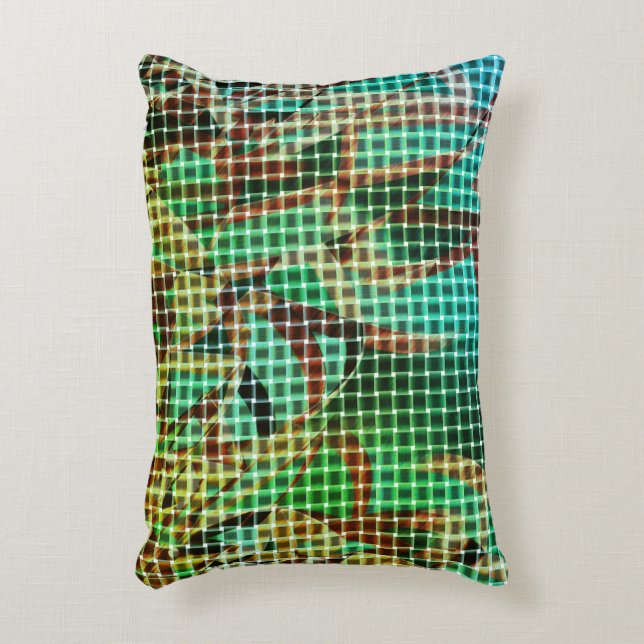 Basket stil av grönt och brunliknande torrhalm prydnadskudde (Framsidan(Vertikal))