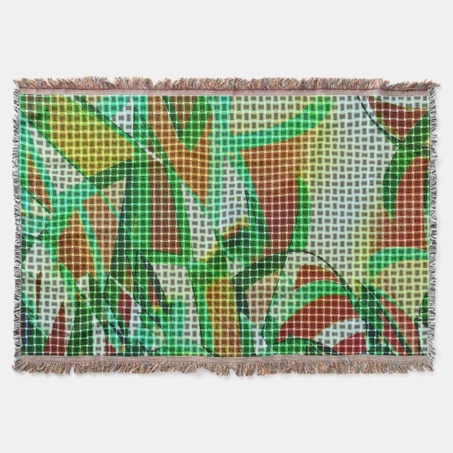 Basket stil, grönt böjt rosett band, koralluppgift filt (Framsidan)