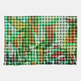 Basket stil, grönt böjt rosett band, koralluppgift kökshandduk