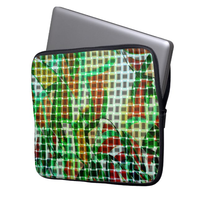 Basket stil, grönt böjt rosett band, koralluppgift laptop fodral (Framsidan Vänster)