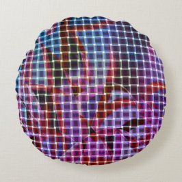 Basket stil på mörkens rosa, blått, lilac rund kudde