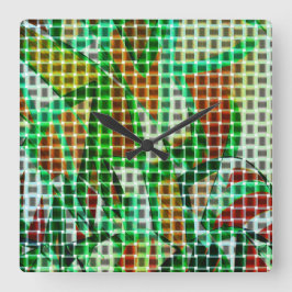 Basket stil vid grönt böjt rosett band fyrkantig klocka