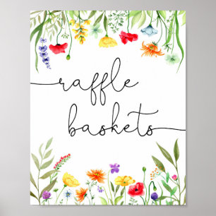 Basket-tecken på färgat jodrosraffle poster