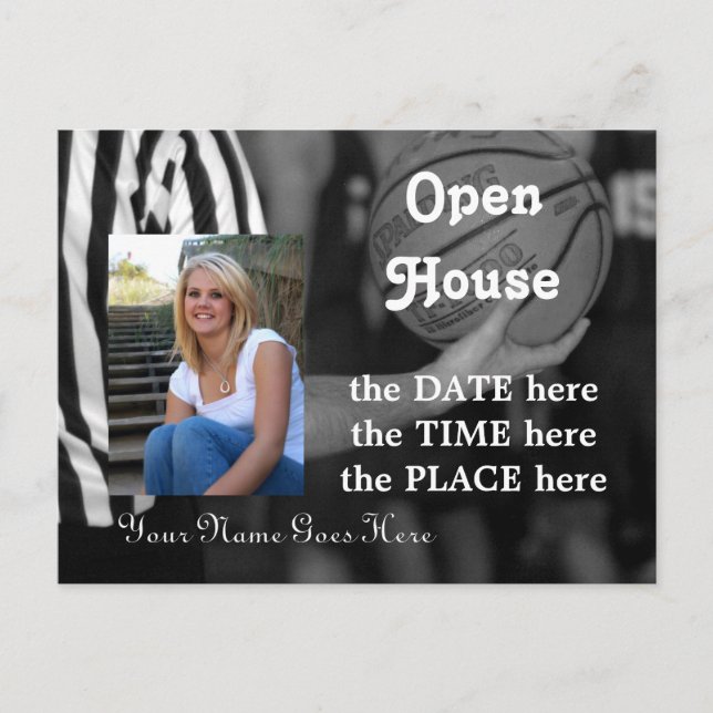 basket,vykort för öppet hus inbjudan vykort (Framsida)