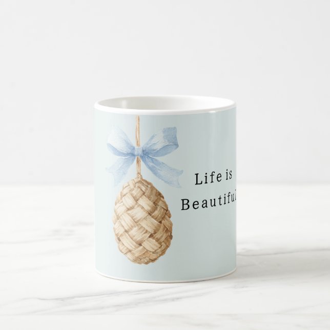 Basket Weave Egg Blue Bow Kaffemugg (Center)