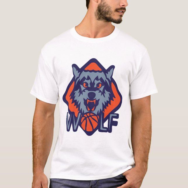 basket wolf logo sport animal loup t shirt (Framsida)