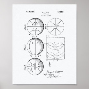 Basketball 1929 Patent Art White Papper Poster