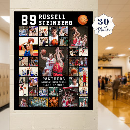 Basketball 30 Foto Collage Spelar Nummer Poster
