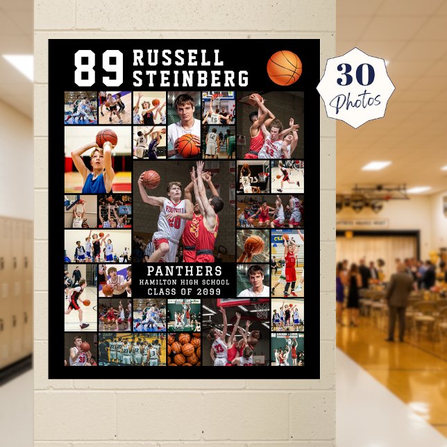 Basketball 30 Foto Collage Spelar Nummer Poster (Skapare uppladdad)