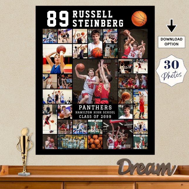 Basketball 30 Photo Collage Player Number Poster (Skapare uppladdad)