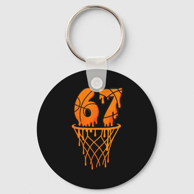 Basketball 67 Meme Funny Six Seven Gen Alpha Drip  Nyckelring (Framsida)