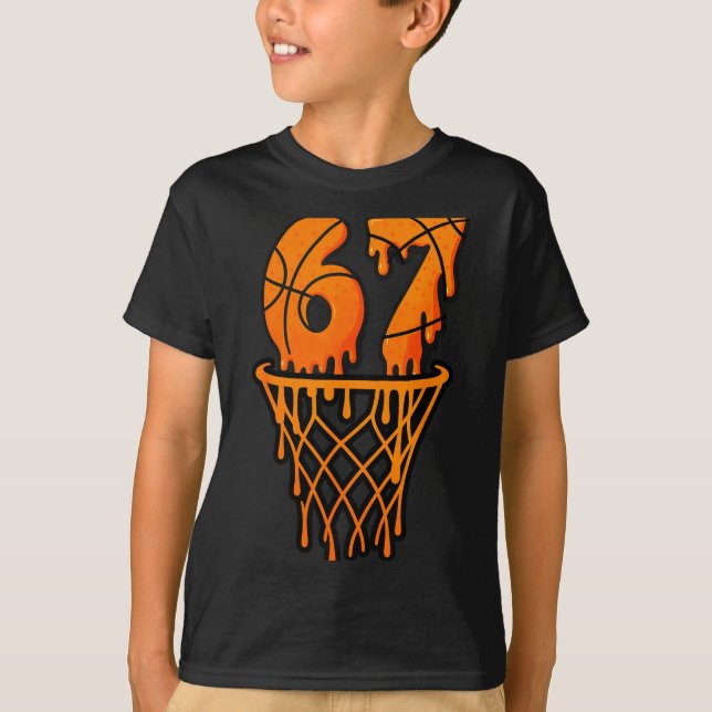 Basketball 67 Meme Funny Six Seven Gen Alpha Drip  T Shirt (Framsida)
