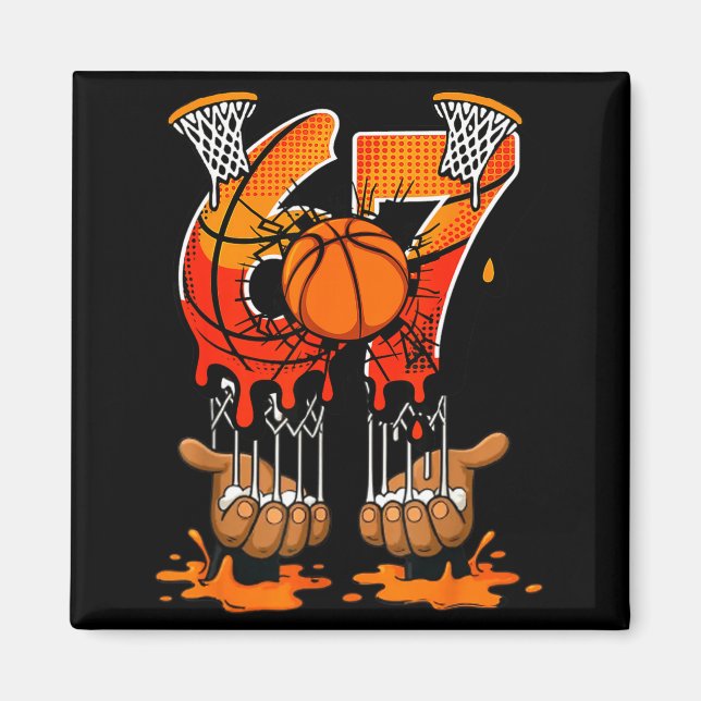 Basketball 67 Six Seven 6 7 Boys Funny Gen Alpha M Magnet (Framsidan)