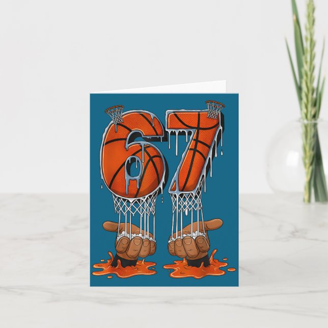 Basketball 67 Six Seven Funny Gen Alpha Meme Drip  Kort (Framsida)