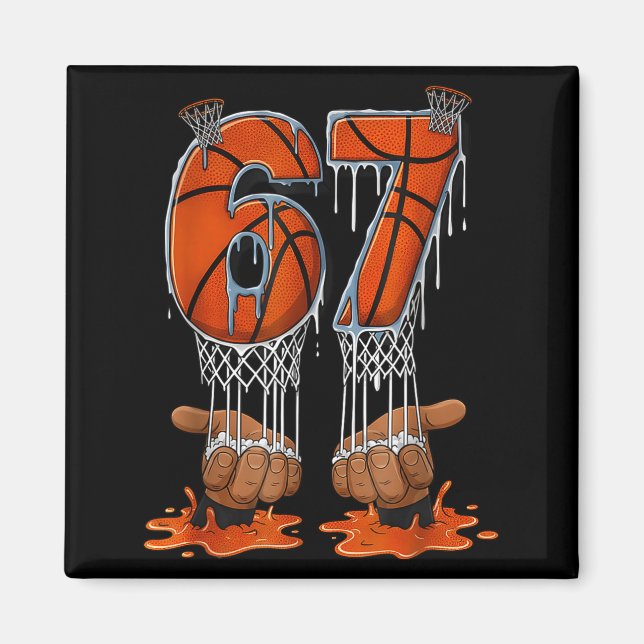 Basketball 67 Six Seven Funny Gen Alpha Meme Drip  Magnet (Framsidan)