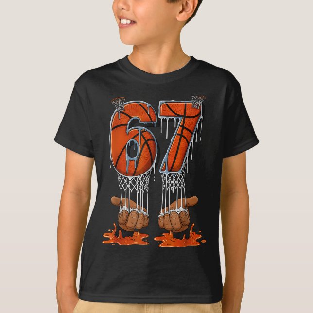 Basketball 67 Six Seven Funny Gen Alpha Meme Drip  T Shirt (Framsida)